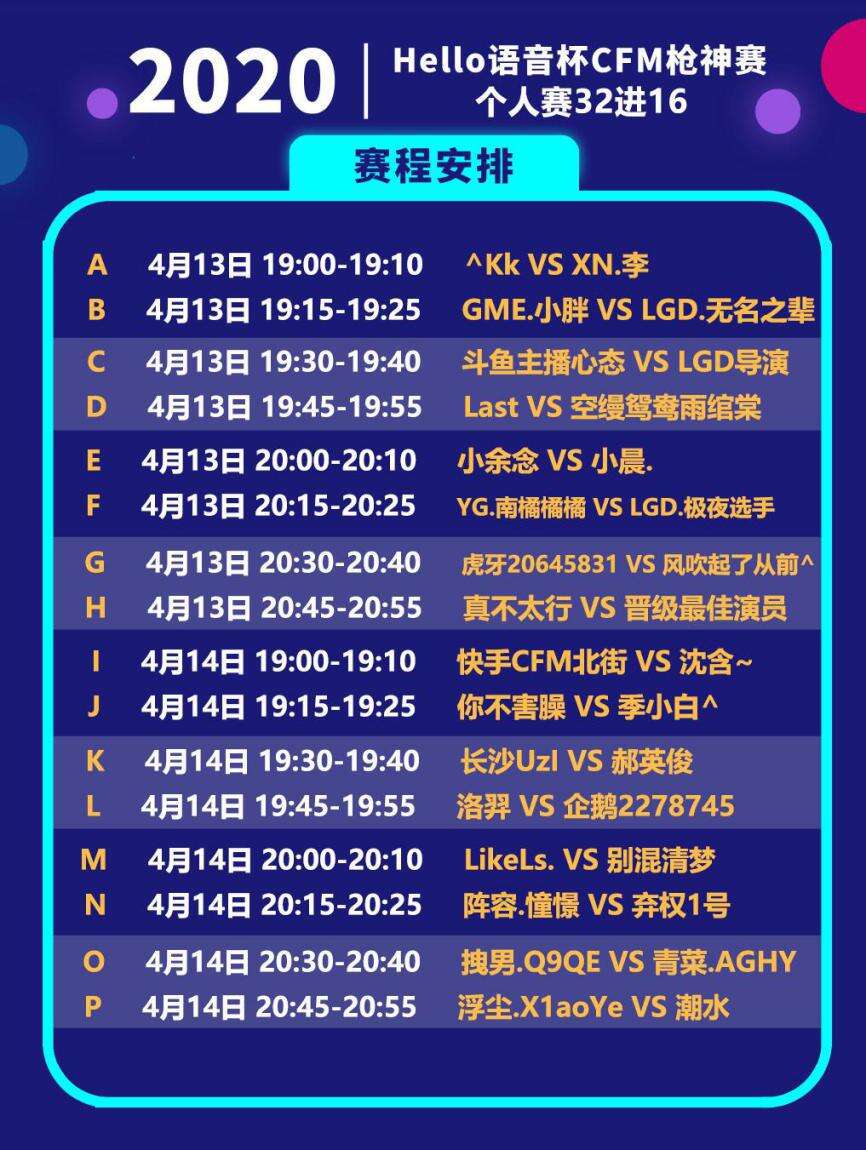 CFM：Hello语音杯战火仍在继续，个人赛32强劲爆开赛