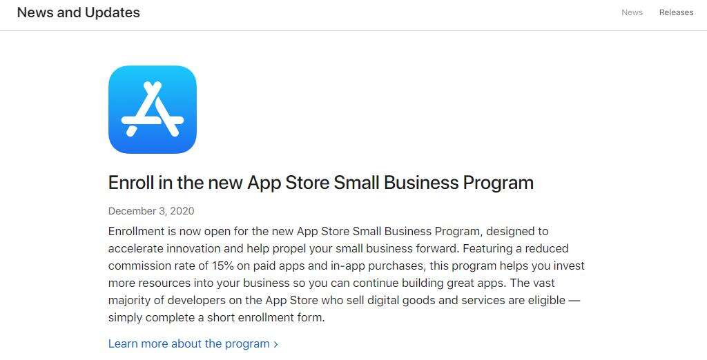 苹果小企业计划今日开放申请：最早下月起享受15%低抽成！