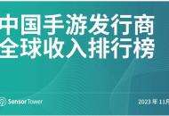 11月中国手游发行商全球收入排行榜：朝夕光年跻身第九，悠星收入大涨65.7%