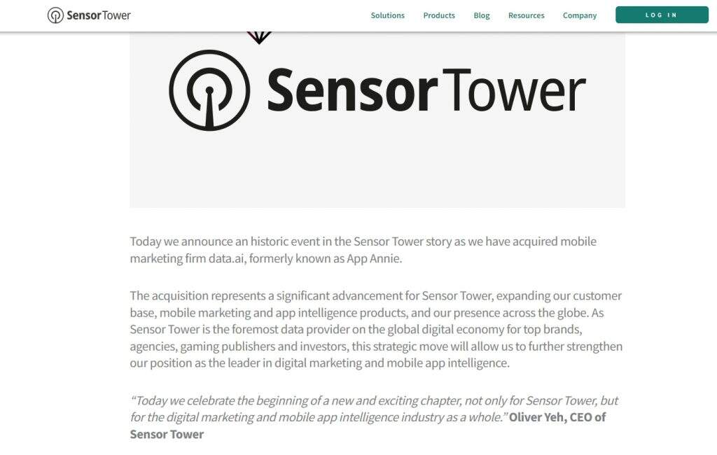两大手游数据公司整合：Sensor Tower宣布收购Data.ai